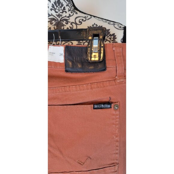 Hudson Byron Straight Jeans Mens 34 Orange Denim Classic Fit Stretch Five Pocket - Picture 5 of 11